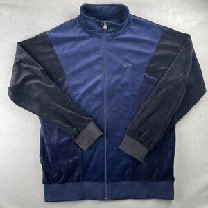 Stussy Jacket Mens M Navy Blue Black Velour Track Full Zip Y2K Retro Streetwear